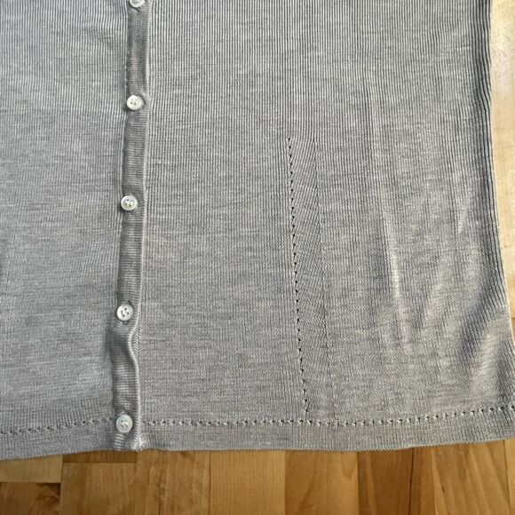 Banana Republic Cardigan Gray Button Down Silk Womens SZ Large - Picture 8 of 10